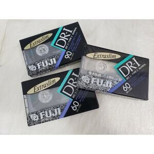 3 Fuji DR-I Extra Slim 90 Minute Cassette Tape IECI Type I Normal New Sealed‎